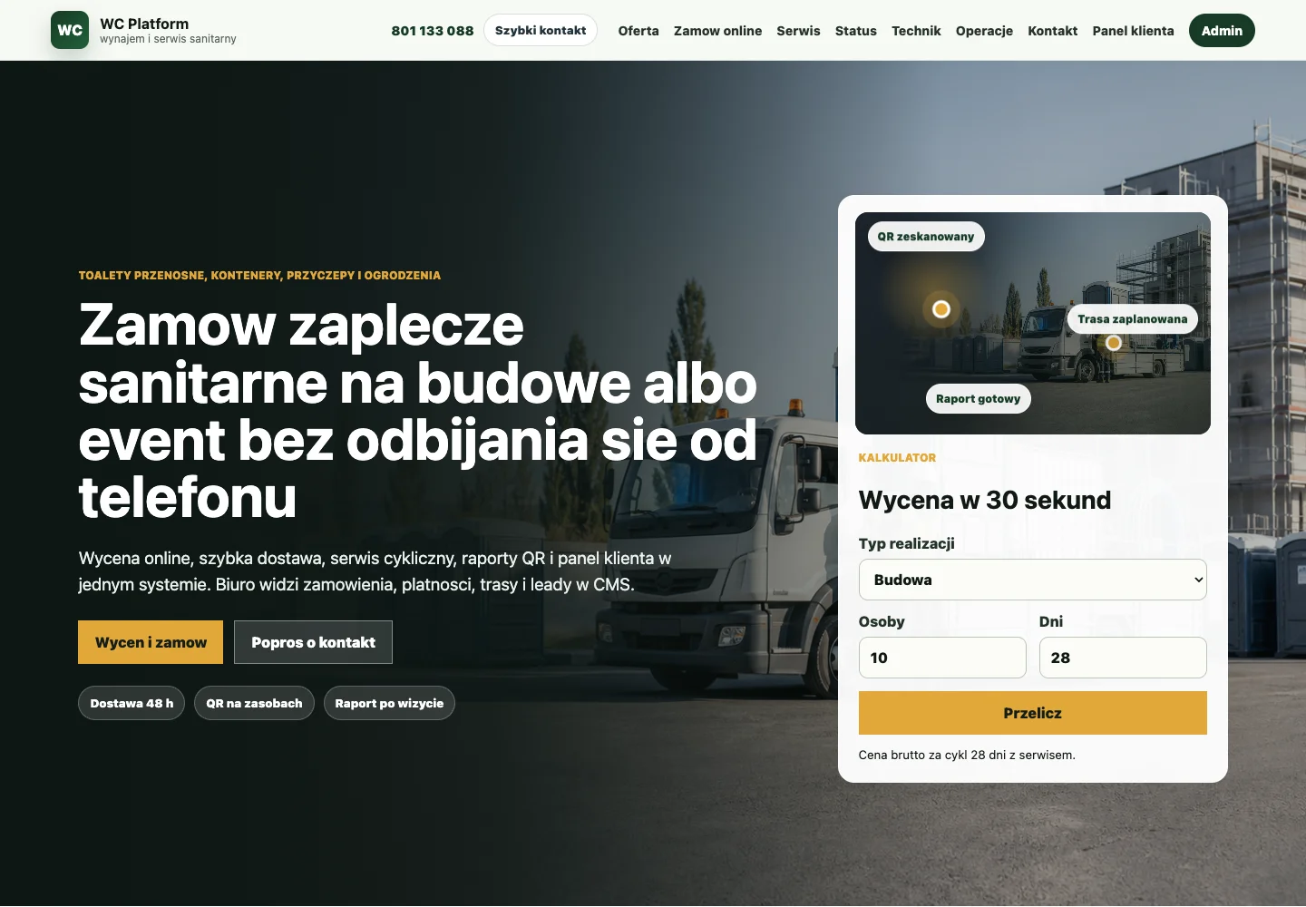 WC Platform — podgląd strony